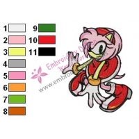 Amy Rose Sonic Embroidery Design 06